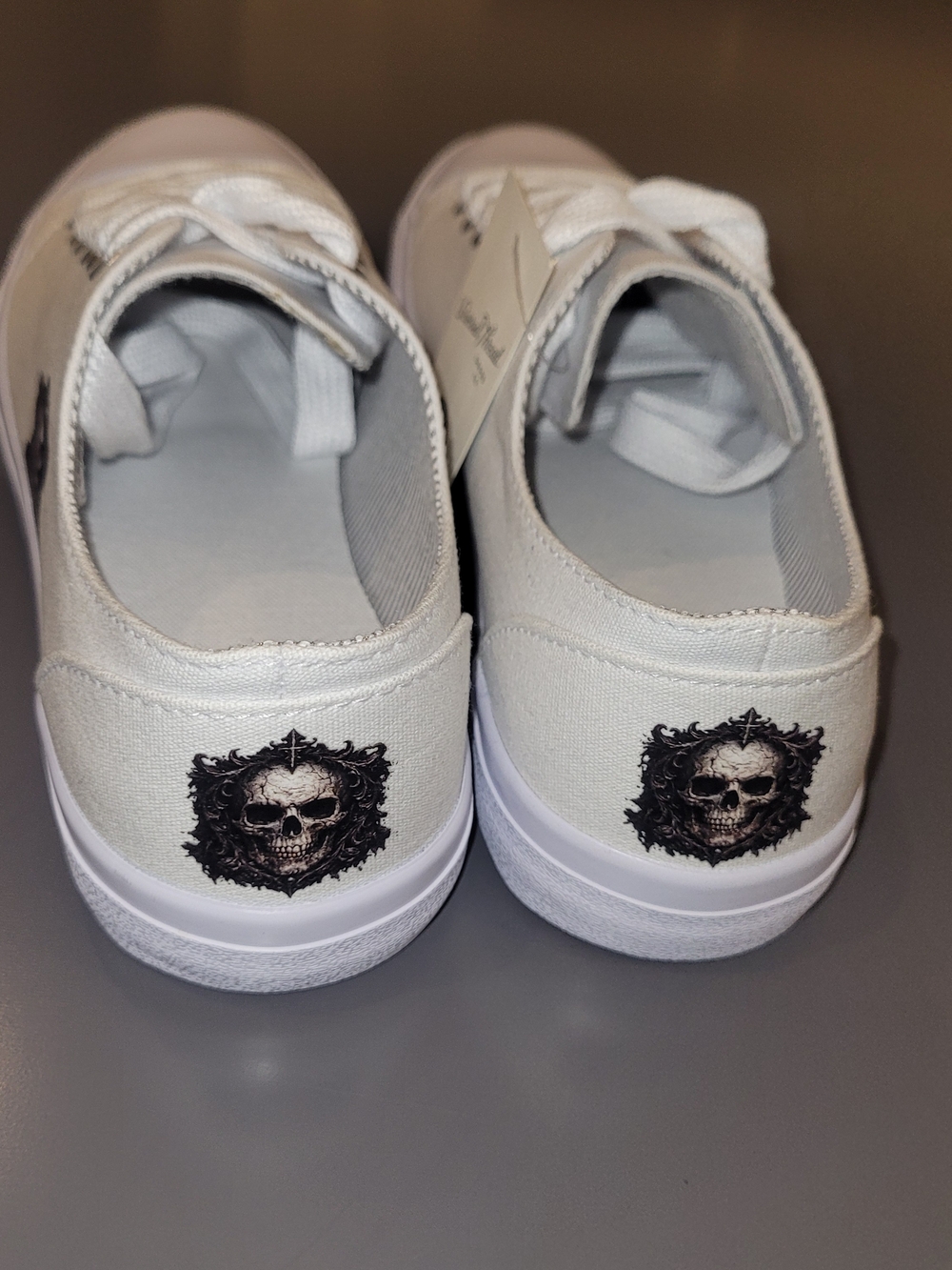 Custom Goth Skull Clown Sneakers Womens 7 Edgy Alt Canvas NWT - Picture 3 of 6